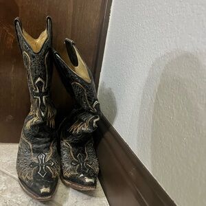 Corral Black and Gold Western Cowboy Boots